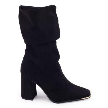 Imagem de Bota fem Vizzano 3085.205 bloco camurça strech bico quadrado