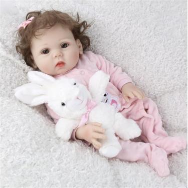 Imagem de SHENGX 48cm boneca renascida,Bonito, macio bebe reborn realista recem nascido,Vinil Feito à mão bebe reborn menina com acessórios completos perfeitos,corpo de borracha
