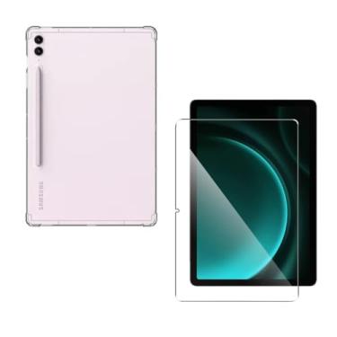 Imagem de Capa Capinha Anti Impacto Transparente + Película de Vidro Temperado 9H para Tablet Galaxy Tab S9, S9 Plus, S9 FE e S9 FE Plus - (HARD GLASS STORE) (Galaxy Tab S9 FE)