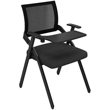Imagem de Cadeira para funcionários Sala de conferências Cadeira de escritório Cadeira de treinamento dobrável com quadro de escrita Mesa escolar e cadeira Cadeira de uma peça com cerca de 50 kg, pret
