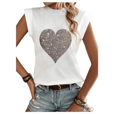 Imagem de Floerns Camiseta feminina casual com estampa de letras Dolman manga curta gola redonda, Creme branco, G