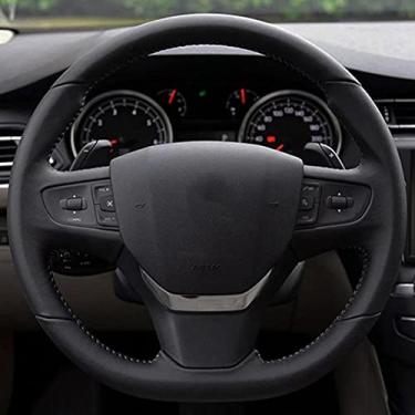 Imagem de TPHJRM Capa de volante de carro DIY couro artificial, apto para Citroen C3 C3-XR C4 Peugeot 408 Traveller 2014-2019