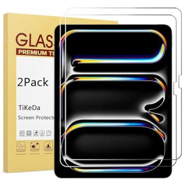 Imagem de TiKeDa Pacote com 2 protetores de tela para iPad Pro 11 polegadas 2024 M4 5ª geração, película protetora de vidro temperado para iPad Pro 11 5ª geração 11 polegadas compatível com Apple Pencil Pro (2)