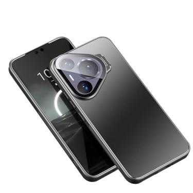 Imagem de HAO RIYLN Capa preta, 70, para Huawei Pura 70 Ultra/70 Pro/70 Pro+/70, proteção de câmera de metal com adsorção magnética, suporte embutido, capa fosca resistente a amarelamento