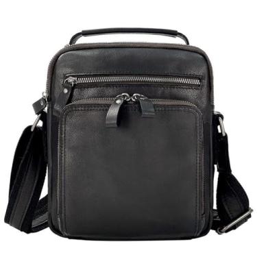 Imagem de Bolsa mensageiro masculina de couro legítimo, bolsa tiracolo para trabalho, negócios, bolsa de ombro para viagens, caminhadas, E
