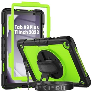 Imagem de Herize Capa Tab A9 Plus de 28 cm com protetor de tela para caneta | Capa resistente à prova de choque de três camadas com alça de ombro para Samsung Galaxy A9+ modelo SM-X210/X215/X216 | Verde