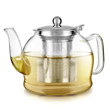 Imagem de Chaleira de vidro Dublin da Teabloom – Vidro Borossilicato Premium com infusor inoxidável removível – Chá para dois – 27oz. / 800 ml (2-3 xícaras) – seguro para fogão e micro-ondas – ideal para chá de folhas soltas