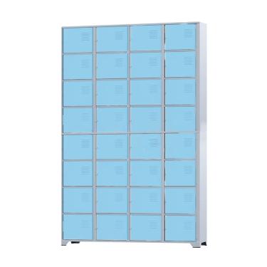 Imagem de Armário Roupeiro De Aço Para Vestiário 32 Portas Locker Azul Claro com Chave