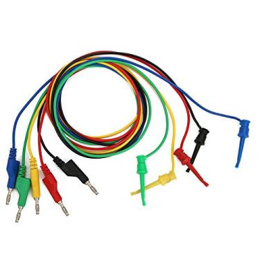 Imagem de P1045 Pontas de teste de plugue de banana, 5 peças de pontas de teste de banana, plugue de banana empilhável de 39,4 pol. de comprimento para clipe de teste Multímetro Cabo de