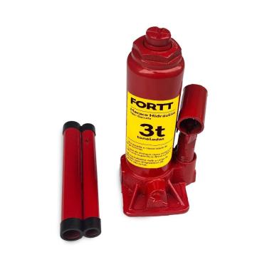 Imagem de Macaco Hidráulico tipo Garrafa 3 Ton Fortt Vermelho - MHG001-3ton
