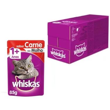 Imagem de Kit Ração Úmida Whiskas Sachê Carne ao Molho para Gatos Adultos 20x85g
