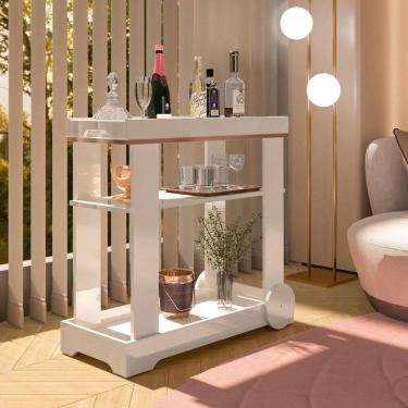 Imagem de Carrinho Bar Aparador Com Rodas Rosé Off White