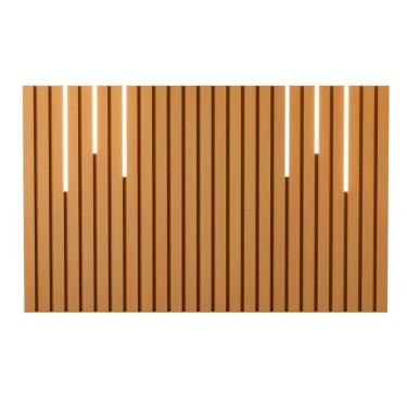 Imagem de Cabeceira Ripada De Casal Com Kit Led Yokohama Nature