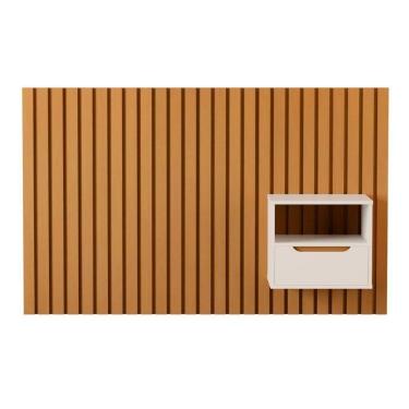 Imagem de Cabeceira Ripada Cama De Solteiro Pavia Nature Pérola