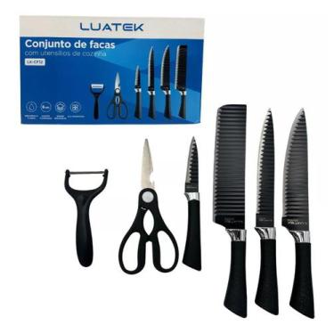 Imagem de Kit De Facas Chef Para Cozinha E Churrasco Tesoura Ralador - Luatek