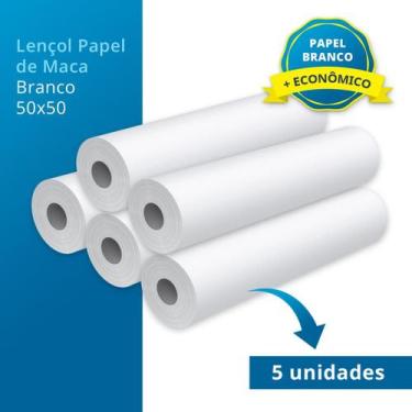 Imagem de Kit 5 Lençol Descartável De Papel Hospitalar Maca 50x50 Branco - SUL P