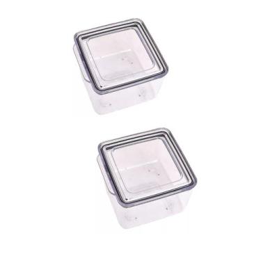Imagem de Kit 2 Potes Herméticos 480 ml Cristal Porta Mantimentos Qualyplas