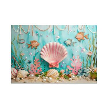 Imagem de Fundo Fotográfico 2,20 x 1,50 - Fundo do Mar Conchas Rosa e Peixes 028