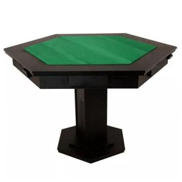 Imagem de Mesa De Carteado Sextavada c/ Gavetas e Porta Copos - Procopio