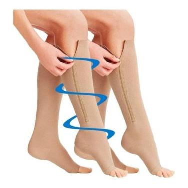 Imagem de Meia Tratamento De Varizes Trombose Média Compressão Zíper Pernas inch