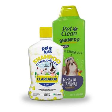 Imagem de Kit Shampoo Pet Clareador 2 em 1 com 500ml +  Shampoo Pet Bomba de Vit