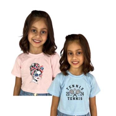 Imagem de Blusinha Infantil Cropped Manga Curta Juvenil Kit 2 Peças - AK FASHION