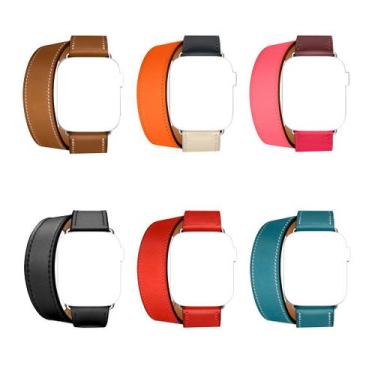 Imagem de Pulseira Couro Duas Voltas Double Tour Compatível com iWatch - Baú do 