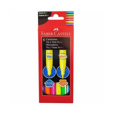 Imagem de Canetinha Hidrografica FABER CASTELL Vai E Vem 6 Cores Neon - Faber-Ca
