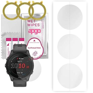 Imagem de apgo 3 protetores de tela ultratransparentes de hidrogel para Garmin Forerunner 255, filme de hidrogel, TPU flexível e macio com camada de posicionamento fácil instalação