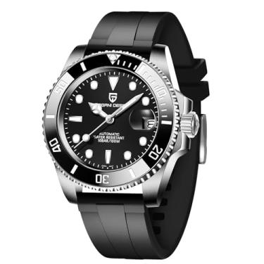 Imagem de CEYADG Pagani Design Relógios masculinos Japão NH35 Movimento Automático 40 mm Aço Inoxidável Mergulhador Impermeável Safira Cristal Pulseira de Borracha Relógio Masculino, 1661R Preto, Mecânico