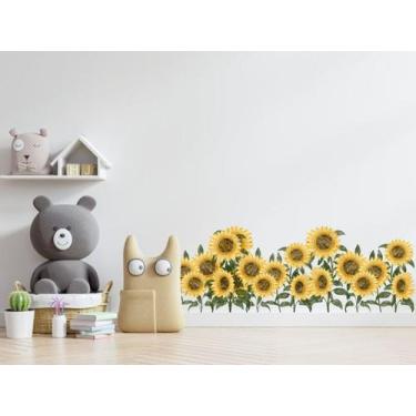 Imagem de adesivos de parede girassóis aquarela e folhas - adesivos kigrude