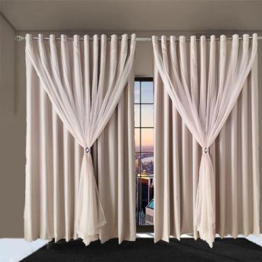 Imagem de cortina blecaute para quarto e sala Bia 4,00 x 2,30 palha - Bravin Cor