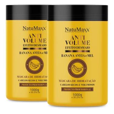 Imagem de Kit 2 Máscara Hidratação Capilar AntiVolume Banana Aveia NatuMaxx 1kg