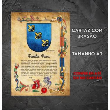 Imagem de Brasão da família Paiva no Cartaz tamanho A3 - @meu.brasao