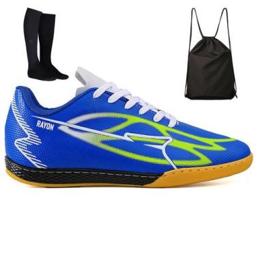 Imagem de Kit Chuteira Sintetica Futsal Futebol Quadra Salao + Mochila + Meião A