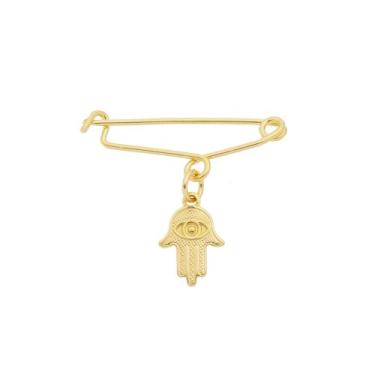 Imagem de Broche Alfinete Mão De Hamsá, Mão De Fátima Folheado Ouro18k - Gabby L