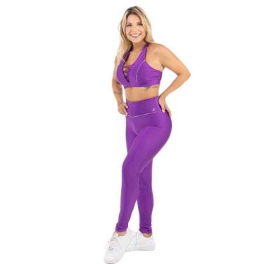 Imagem de Roupa de Academia Feminino Conjunto Calça E Top Cintilante - HYPE MODA