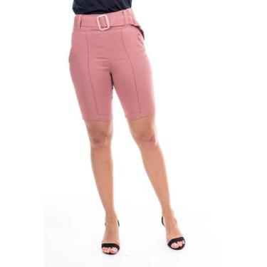 Imagem de Bermuda Bengaline Cintura Alta Com Cinto E Bolso - WOLFOX, Mulher, G, 