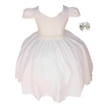 Imagem de Vestido Infantil Menina Liso Coração Luxo Elegante Com Tiara - Pingo D