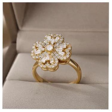 Imagem de Anel giratório feminino ajustável - banhado a ouro 18k - ToJoia18k