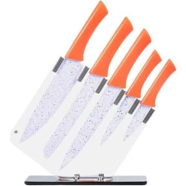 Imagem de Conjunto Facas Suporte Chef Coral Inox/Acrílico 6Pç - Wincy