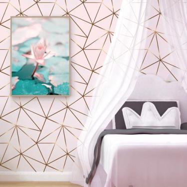 Imagem de Adesivo de Parede Geométrico Fendi Zara Gold Fundo Tons de Rosa 310x58