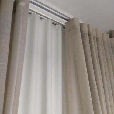 Imagem de Cortina Luxuosa Voil Linho + blackout 100% Trilho Suíço Duplo 10,00x2,