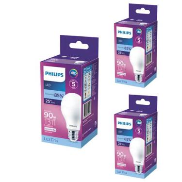 Imagem de Kit 3 Lâmpada Led Bulbo 13w = 90w 1311lm Bivolt Philips 6500k branca C