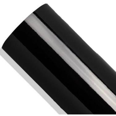 Imagem de Papel Adesivo Super Brilhante Preto Black Piano Envelopar Geladeira Mó