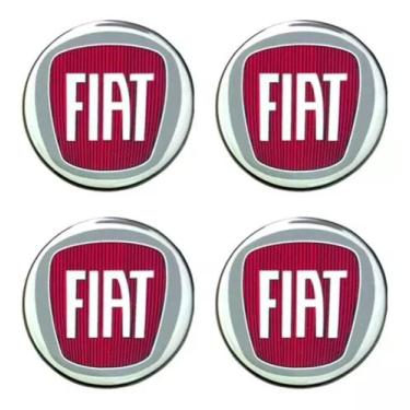 Imagem de Emblema Resinado Calota Fiat Vermelho Adesivo 48mm 4 Unid - VIA