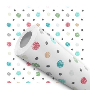 Imagem de Papel De Parede Adesivo Lavável Bolinhas Coloridas 10m - DELIQUADROS, 