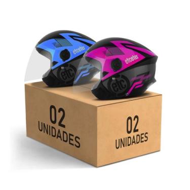 Imagem de Kit 2 Capacete Aberto Etceter Open Moto Masculino Feminino Segurança -