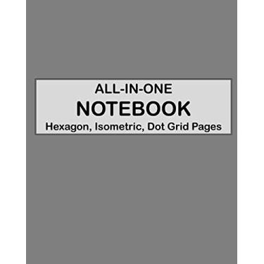 Imagem de ALL-IN-ONE NOTEBOOK - Hexagon, Isometric, Dot Grid Pages: 4 Types Of Designing Paper In One Book - See The Back Cover For Samples - Light Charcoal Gray