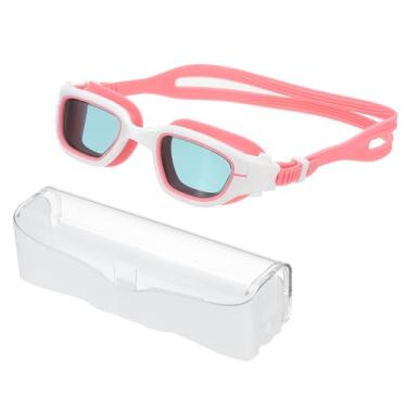 Imagem de PATIKIL Óculos de natação unissex, óculos de natação para piscina, resistência aos raios solares, sem vazamento, com caixa de armazenamento para adolescentes, branco/laranja